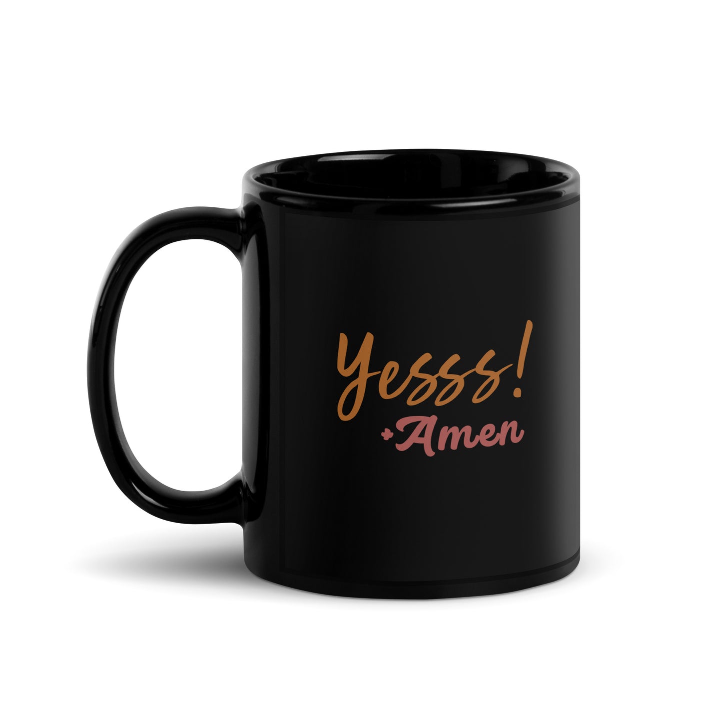 Yesss! + Amen - Black Glossy Mug