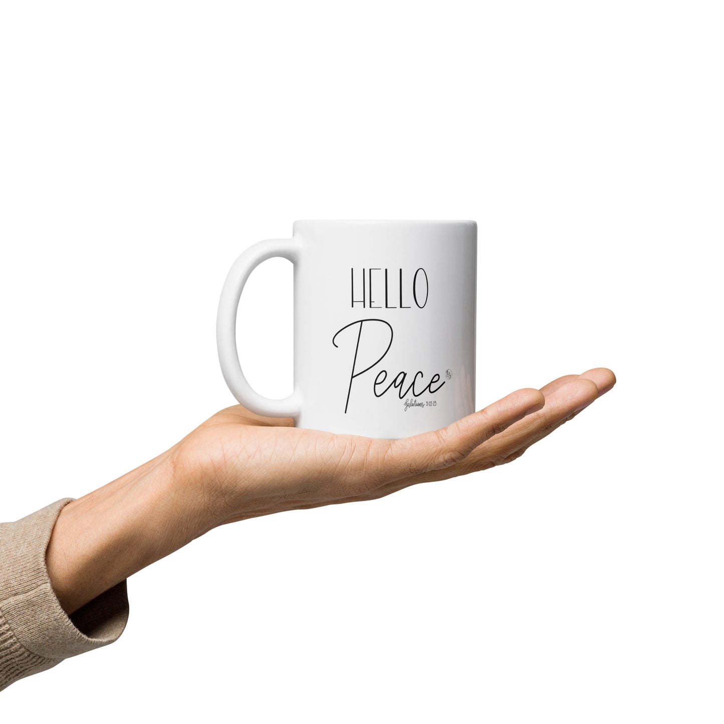 Hello Peace - White glossy mug