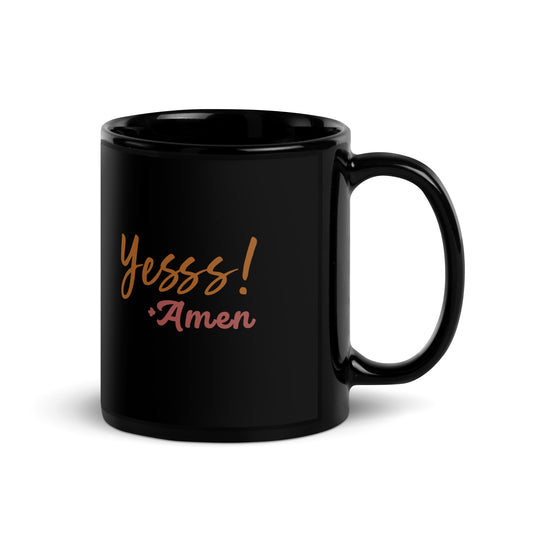 Yesss! + Amen - Black Glossy Mug