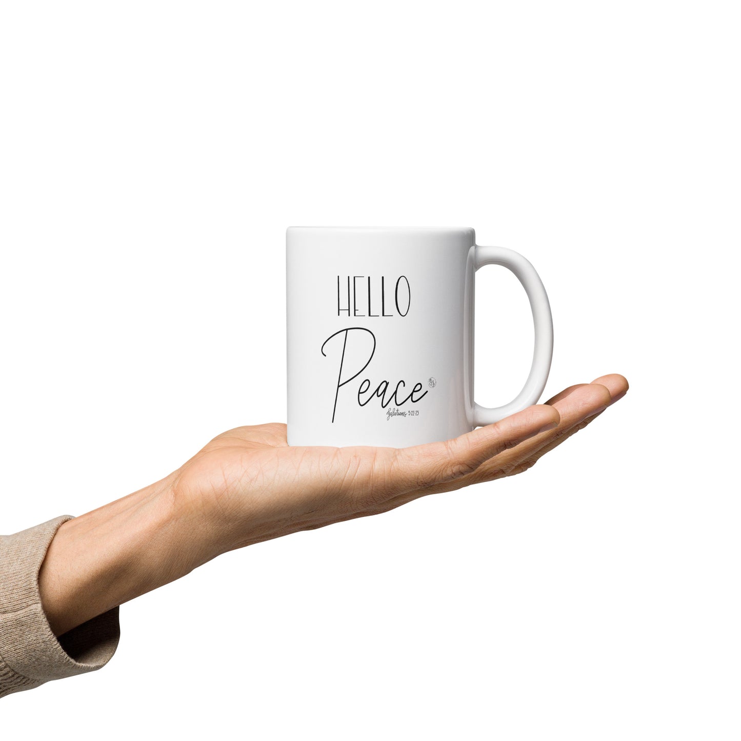 Hello Peace - White glossy mug