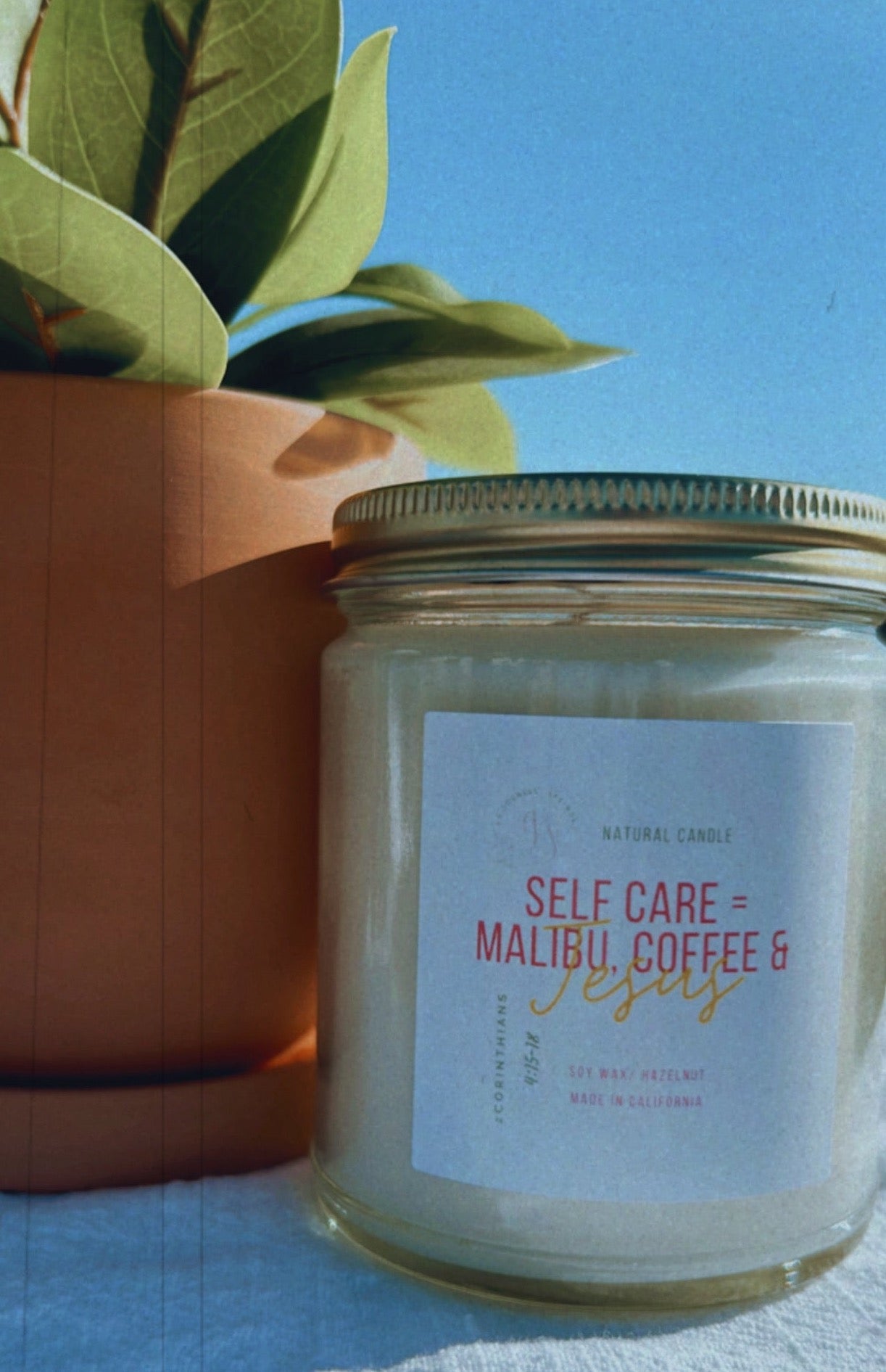 Self Care = Malibu, Coffee & Jesus - Handmade Candle